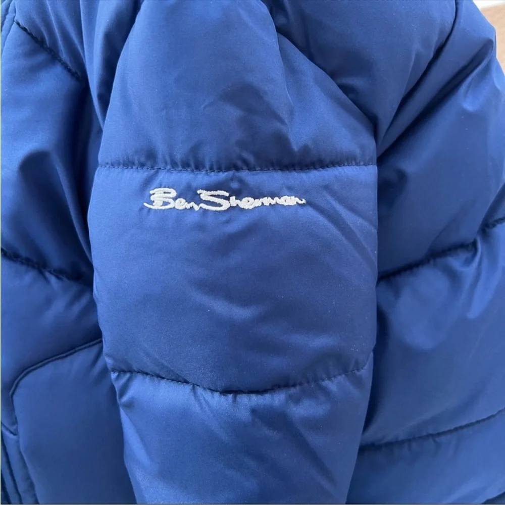 Ben Sherman Toddler Blue & Red Puffer Coat with Hood, 18M
